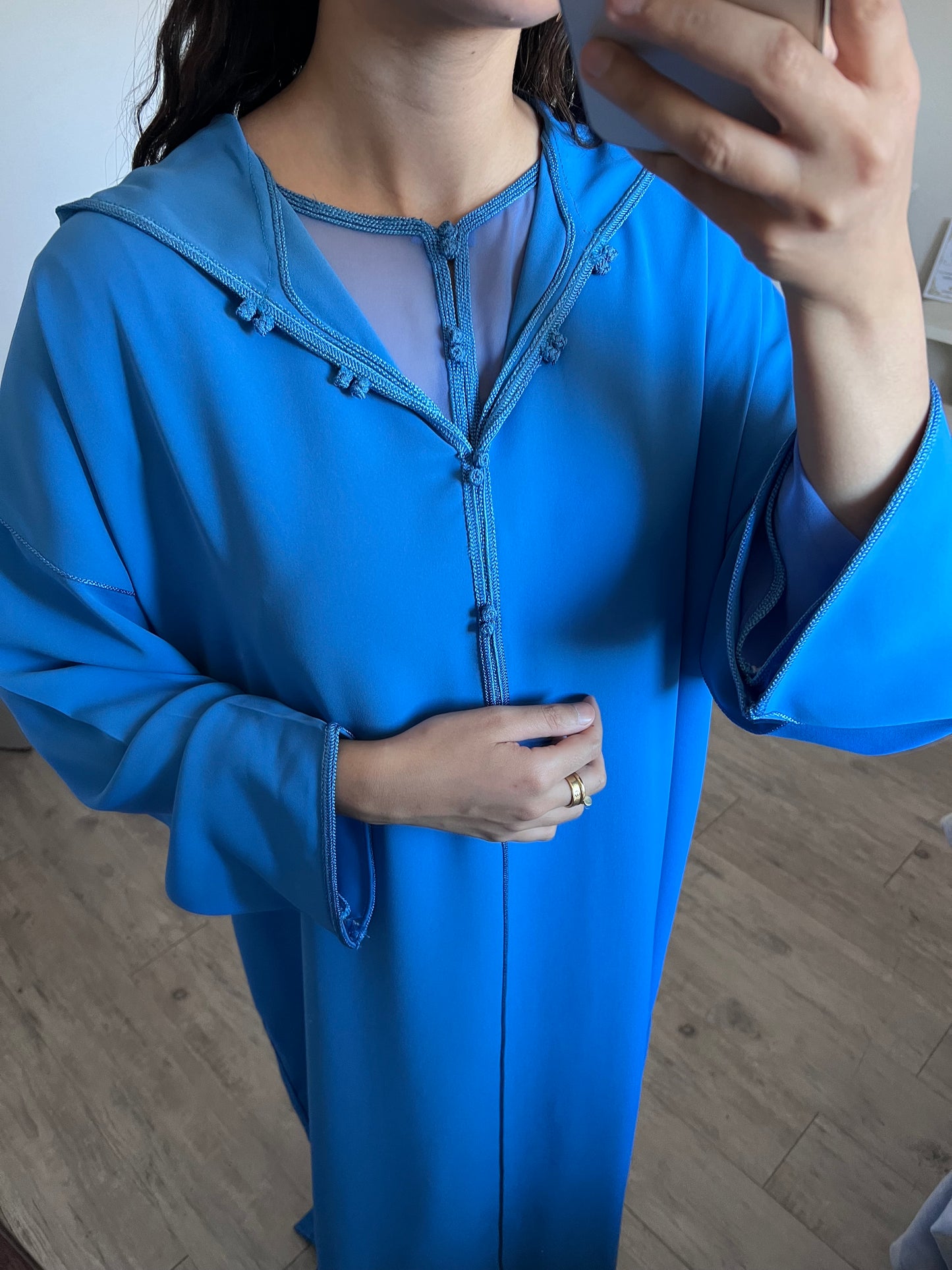 Djellaba mousseline bleu