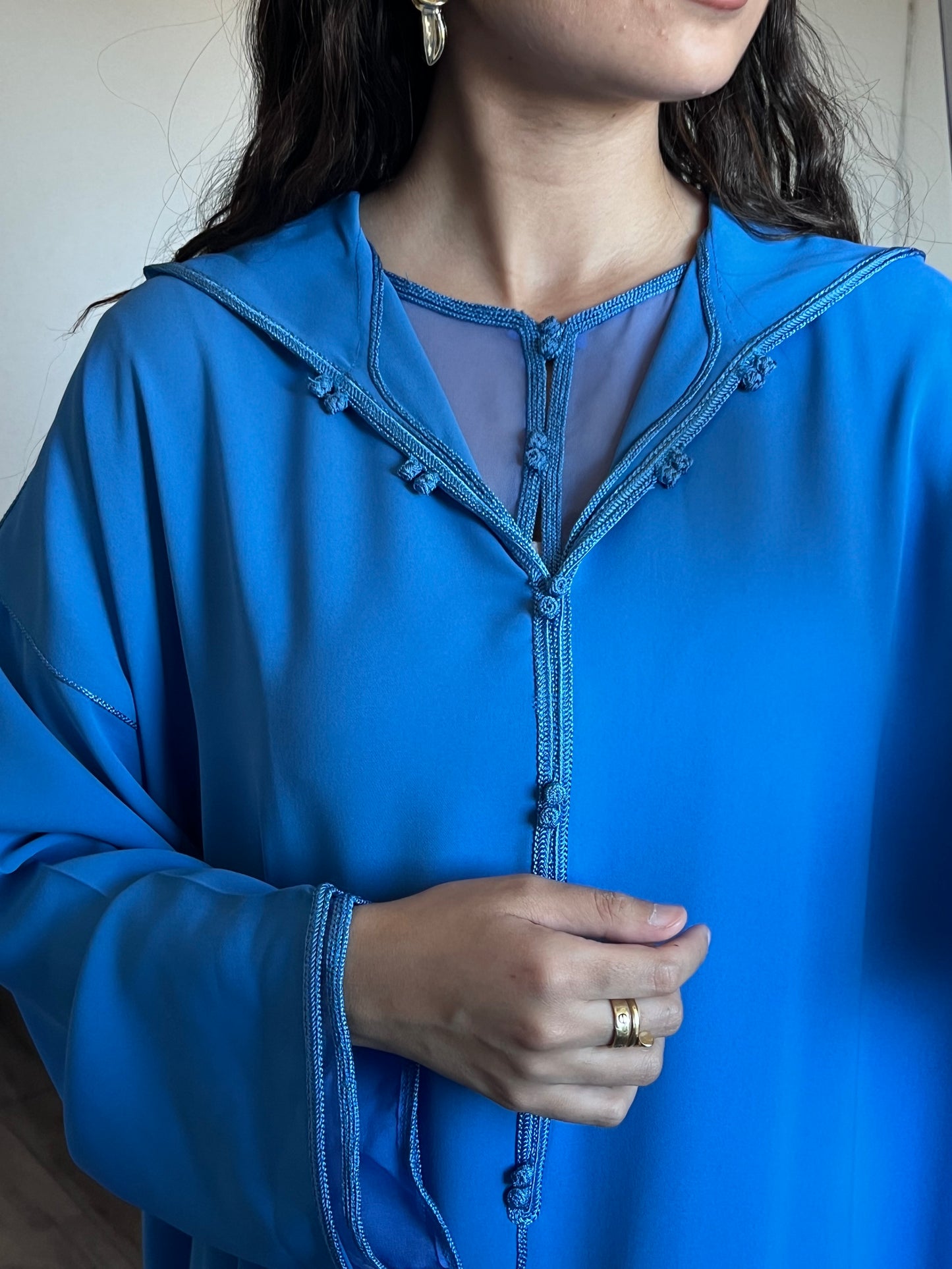 Djellaba mousseline bleu