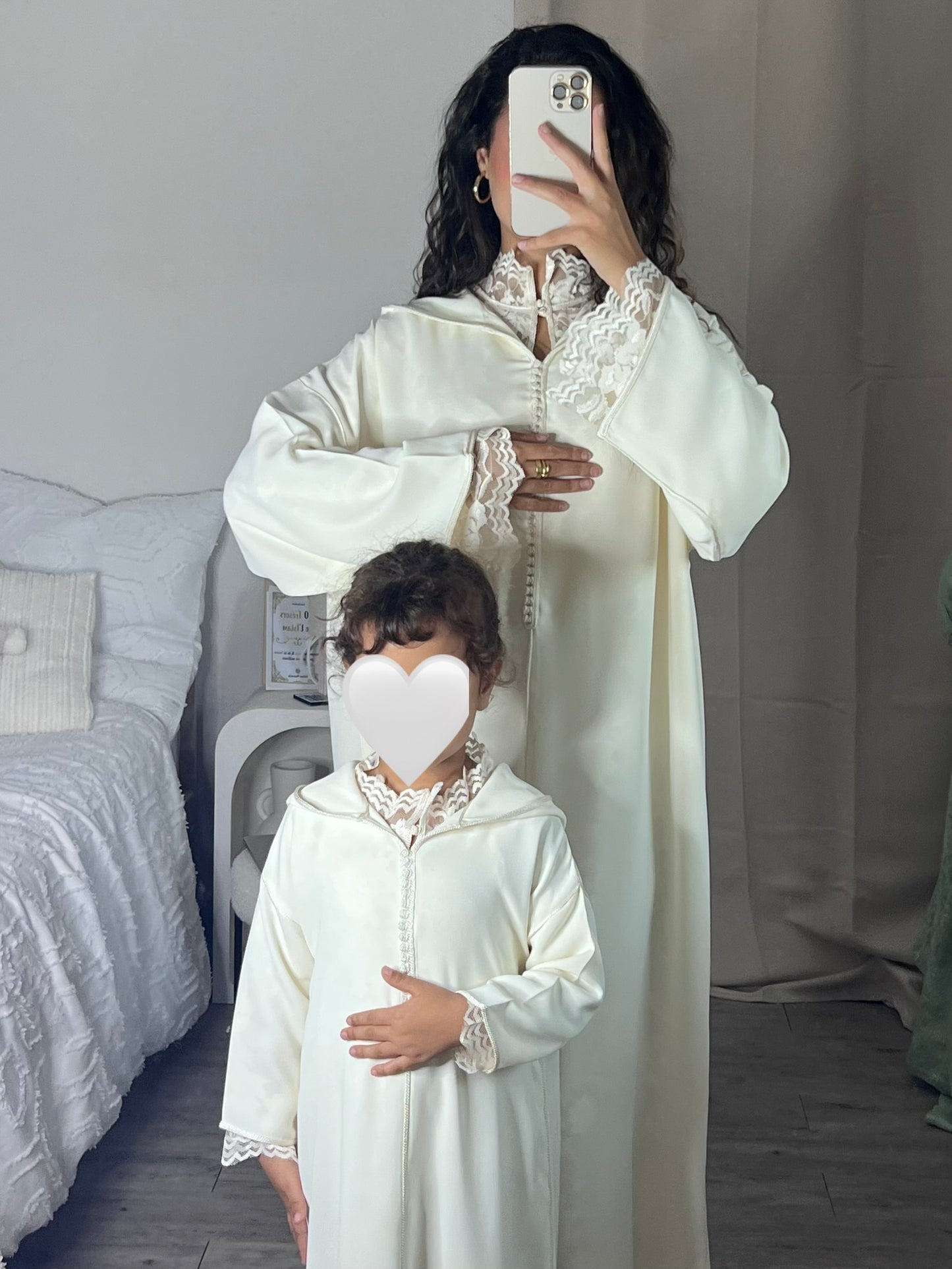 Mini Djellaba Blanc cassé