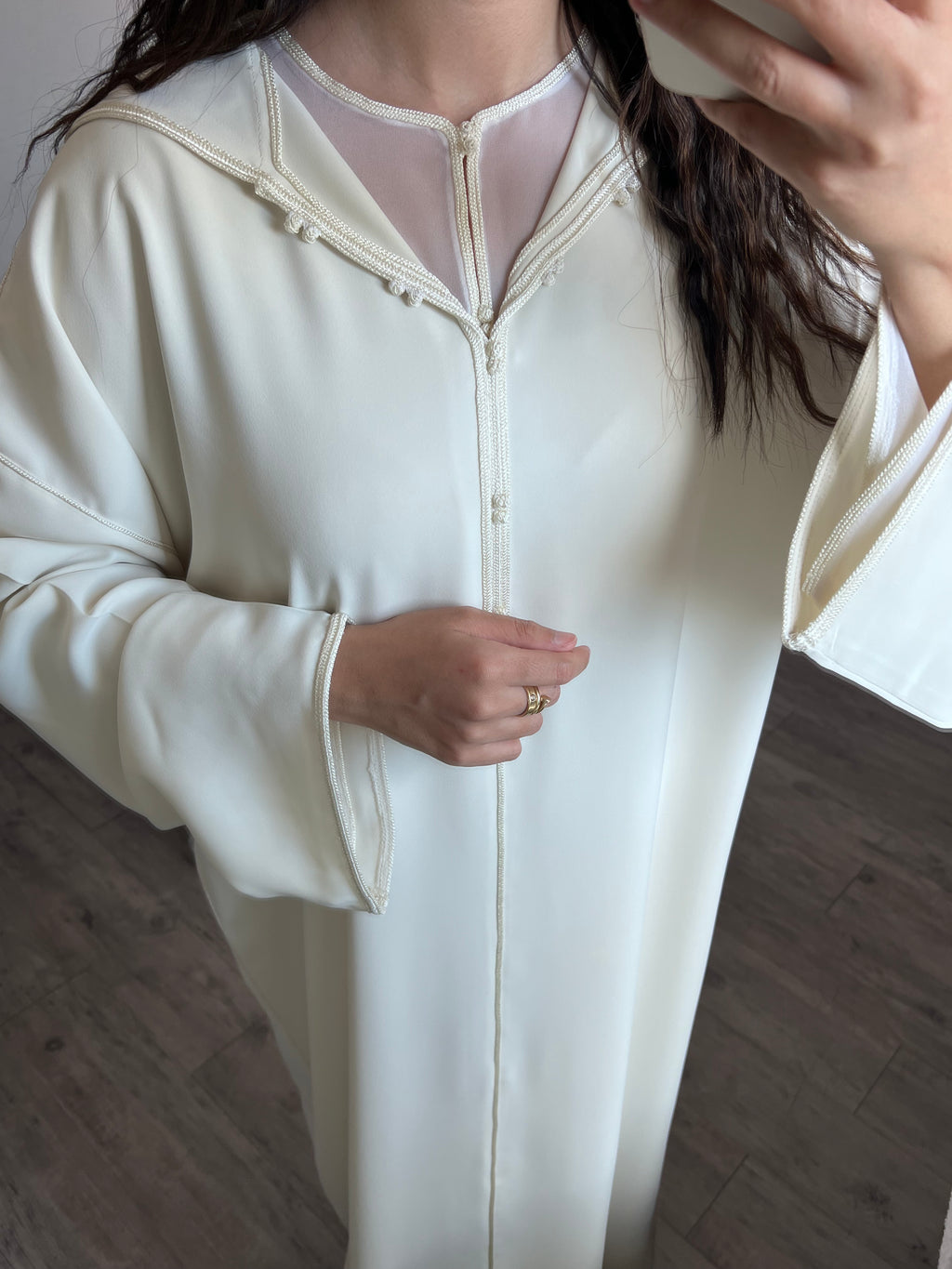 Djellaba moussline blanc cassé