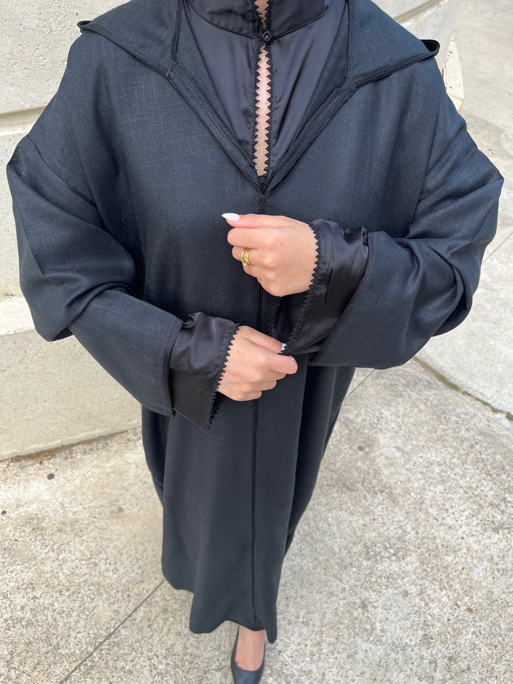 Djellaba lin noir
