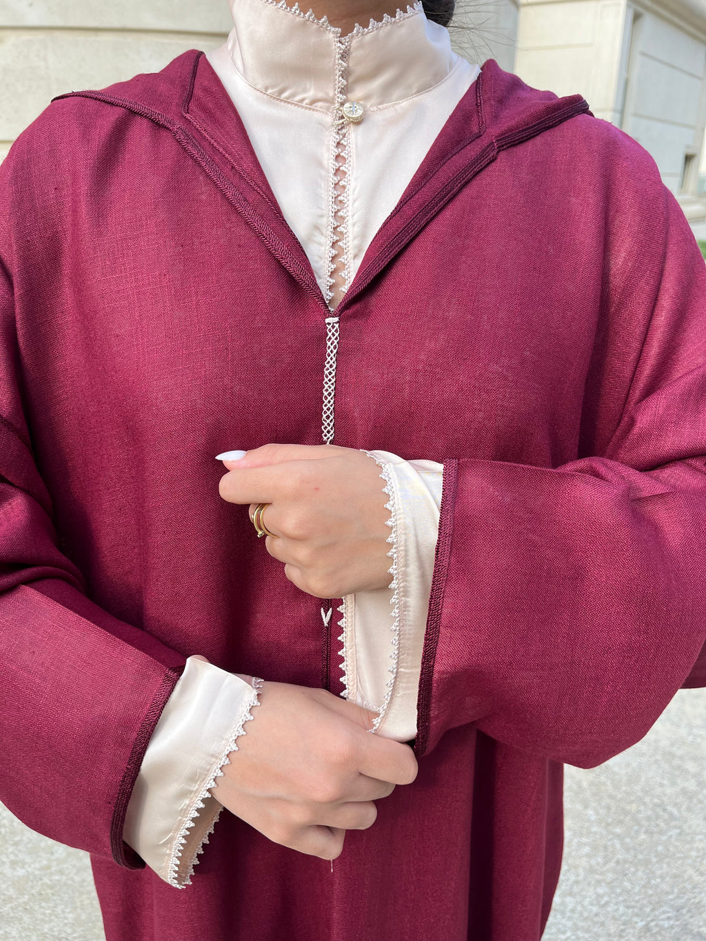 Djellaba lin bordeaux