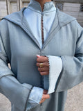 Djellaba lin bleu gris