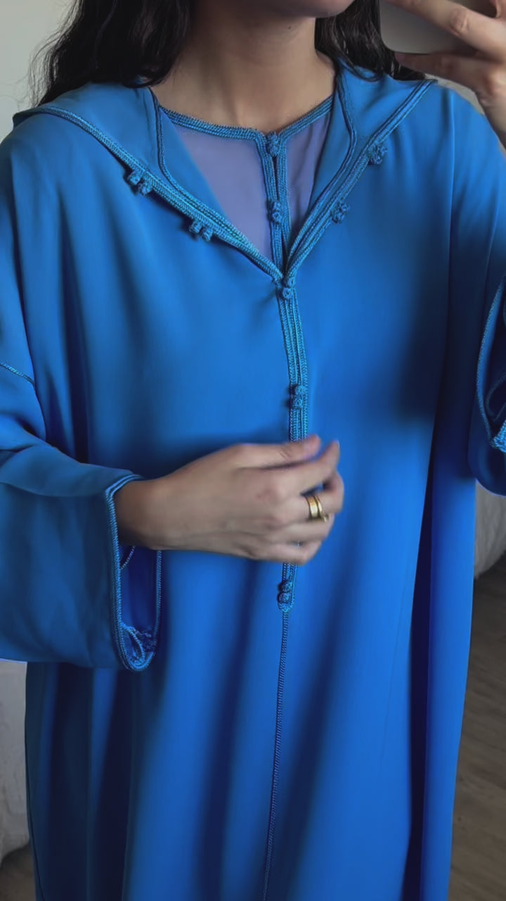Djellaba mousseline bleu