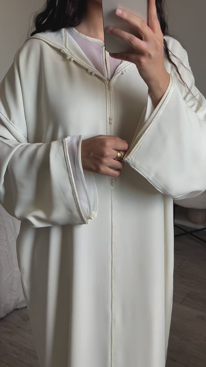 Djellaba moussline blanc cassé